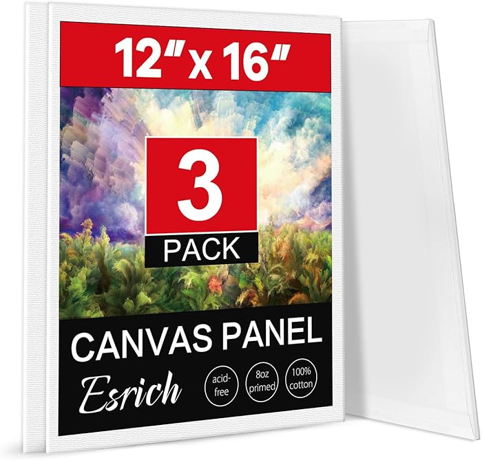 ESRICH Canvas Boards for Painting 12x16 Inch, 3 Pack Canvas for Painting Cotton Primed Acid Free ... | Amazon (US)