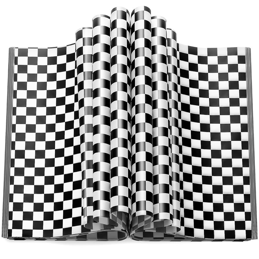 100 Pcs Black & White Checkered Wax Paper Sheets for Food, Wax Paper for Sandwich Wrap, Deli Wrap... | Amazon (US)