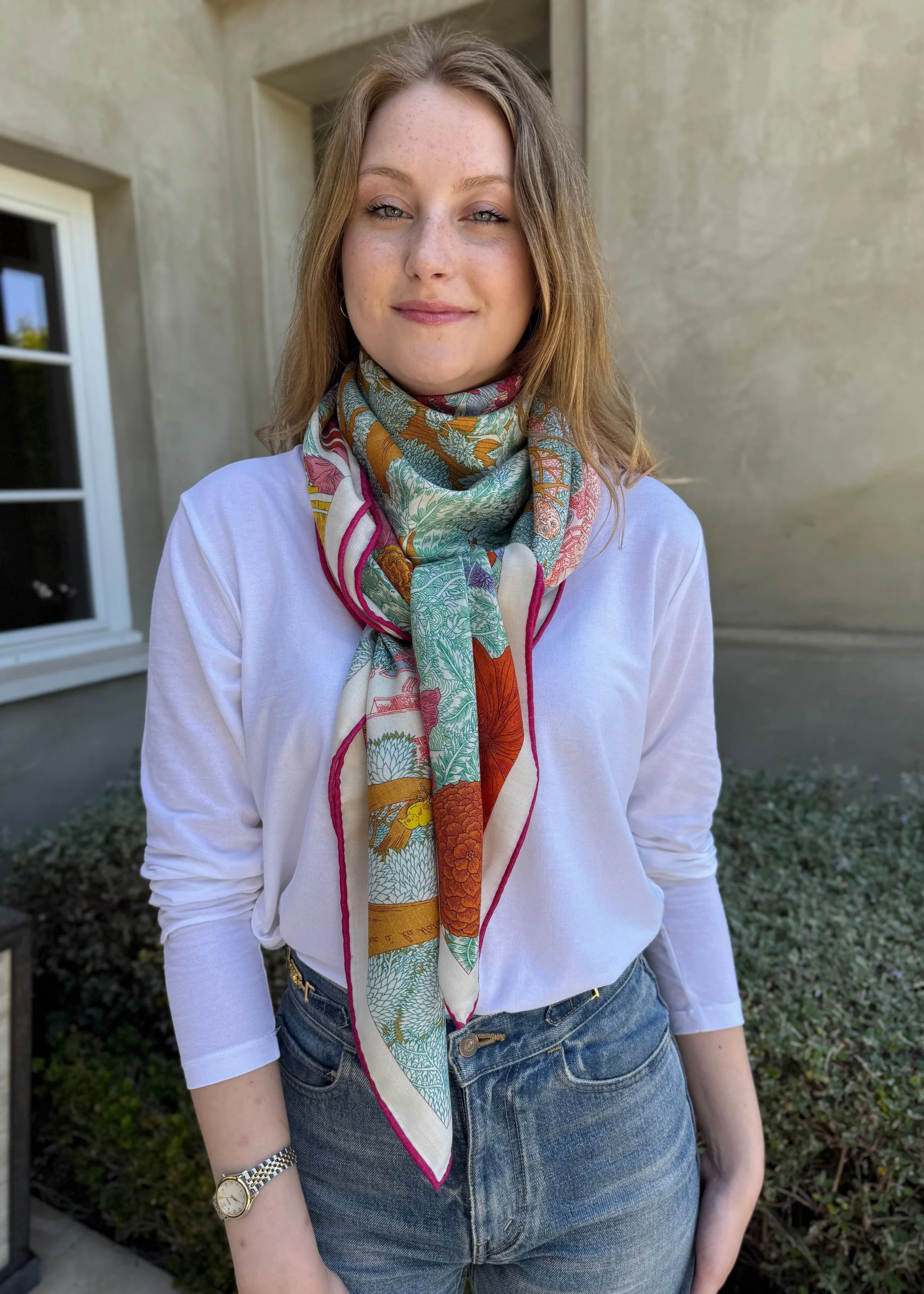 Emerson Large Multicolor Nature Print Cashmere Feeling Shawl | Benaar La