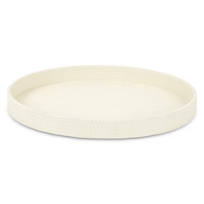 HomeRoots 15" White Faux Wicker Round Serving Tray | Target