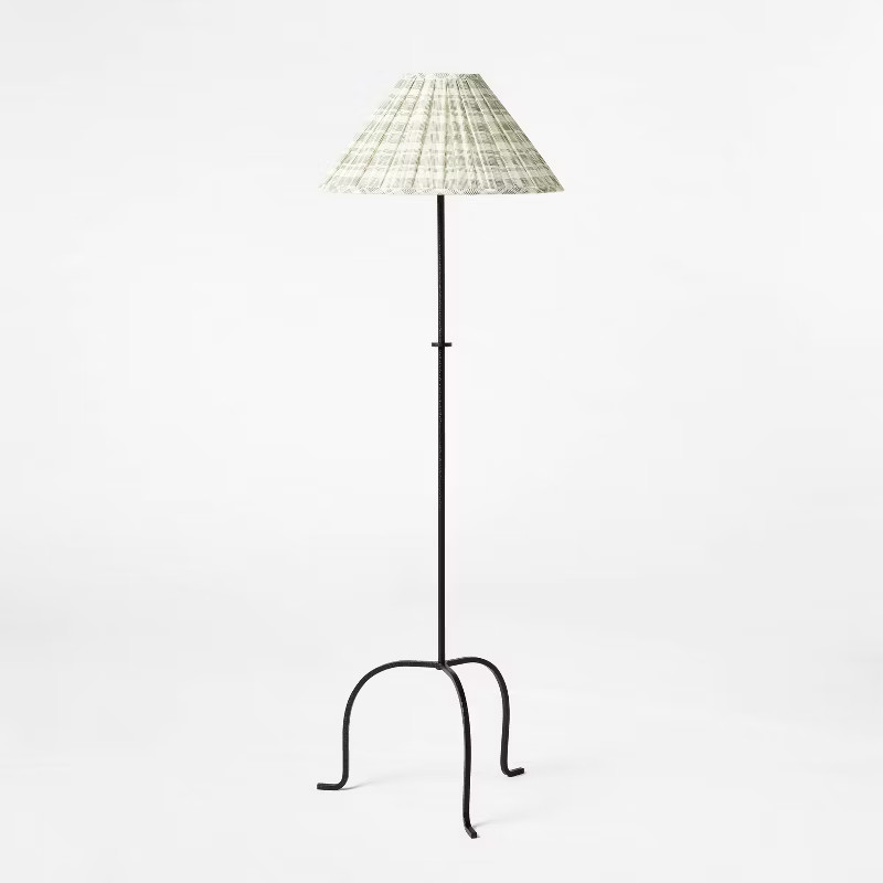Metal Floor Lamp with Green Pleated Plaid Shade - Threshold™ designed with Studio McGee: ETL Li... | Target