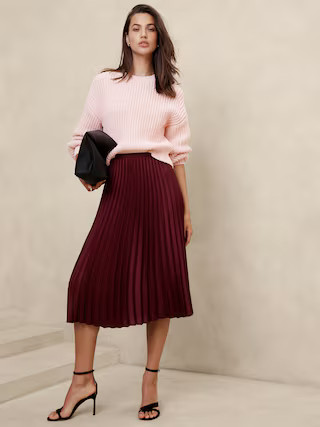 Silky Pleated Midi Skirt | Banana Republic Factory