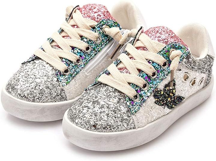 LanXi Girls Bling Sequins Sneakers Breathable Casual Shoes Kids | Amazon (US)