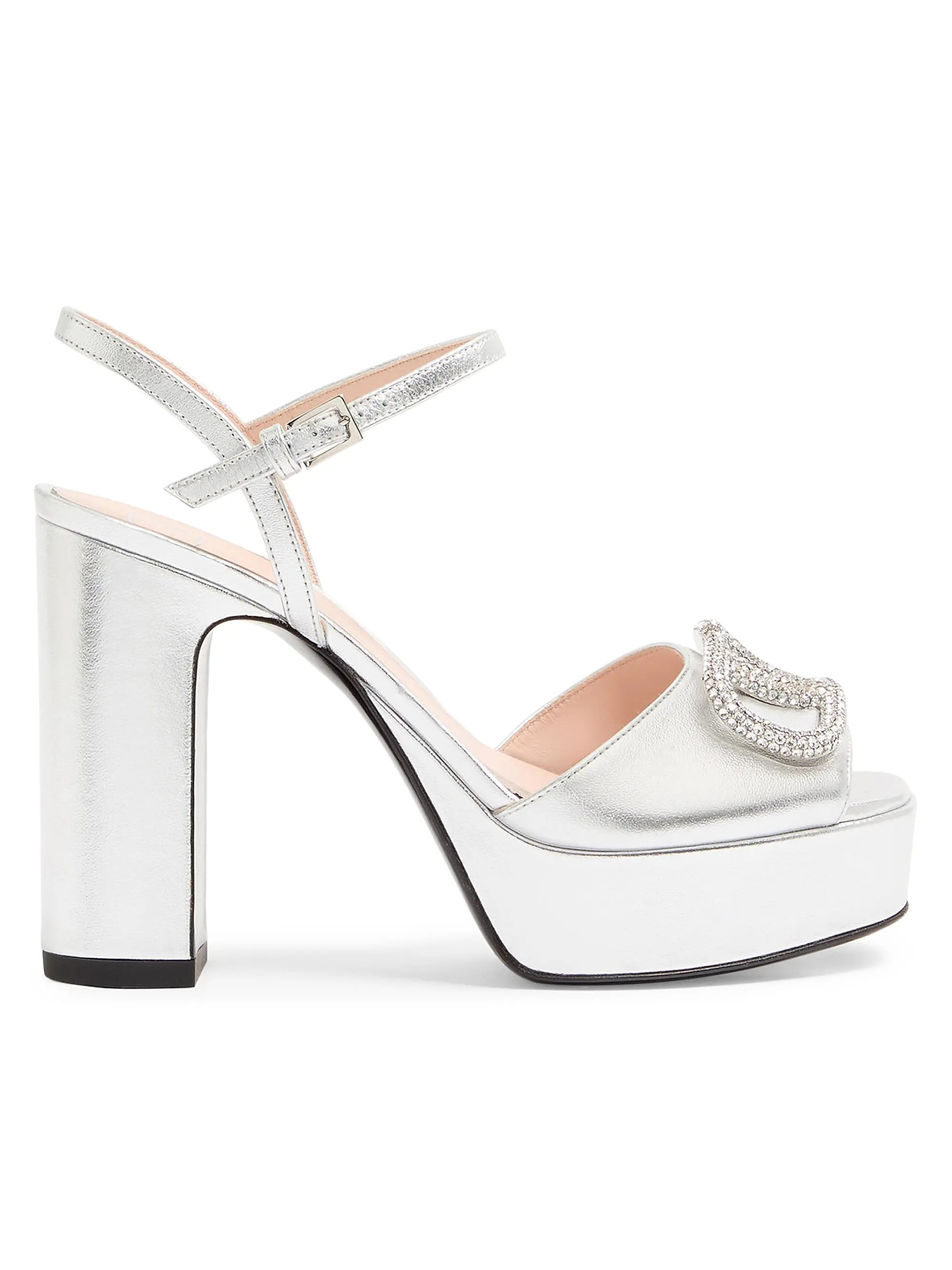 VLogo Signature 115MM Platform Sandals in Laminated Nappa Leather | Saks Fifth Avenue