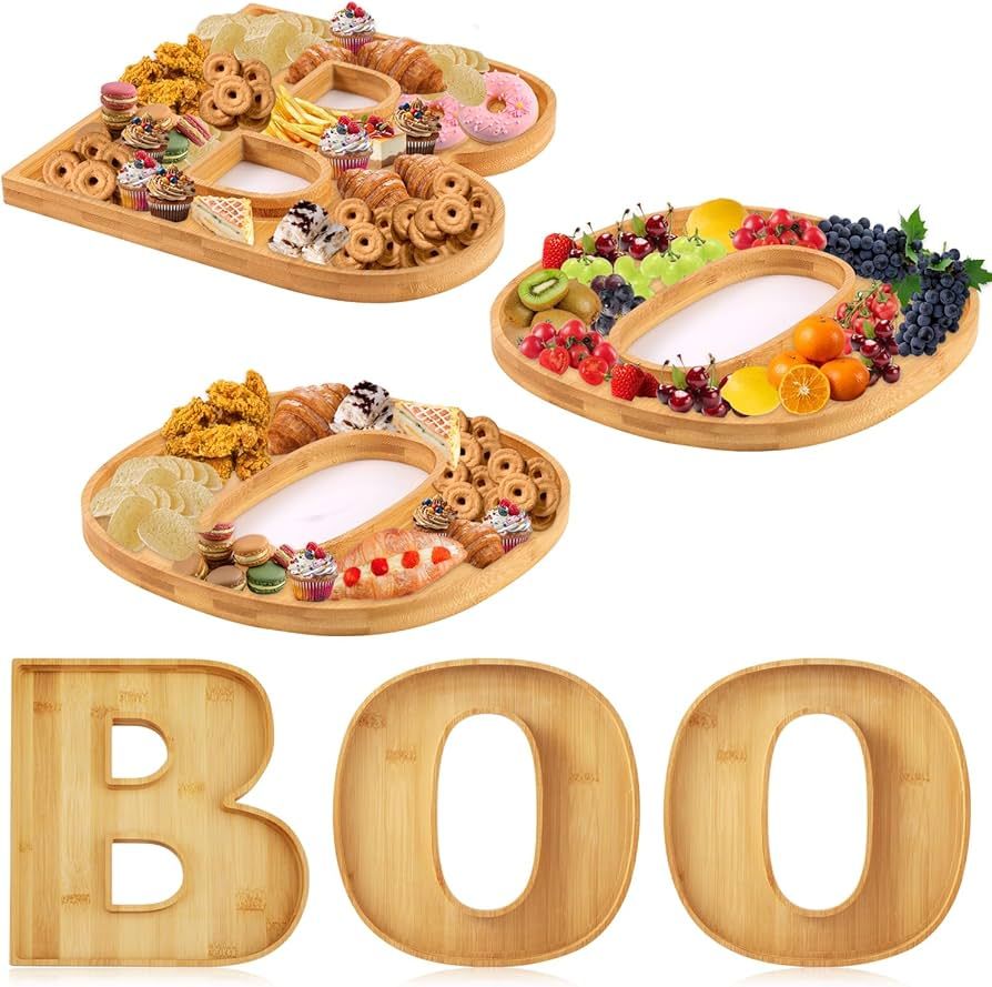 3pcs Halloween Charcuterie Board, BOO Halloween Cheese Board Wooden Halloween Serving Platter Sna... | Amazon (US)