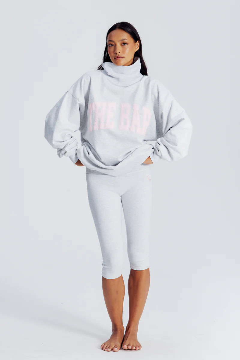 CHARLES HIGHEST NECK SWEATSHIRT LT HEATHER GREY/BLUSH | The Bar
