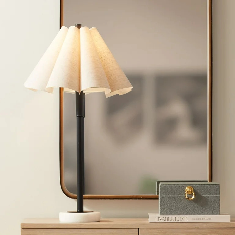 Possini Euro Design Raul 29 1/4" Tall Modern End Table Lamp Black White Marble Single Beige Scall... | Walmart (US)