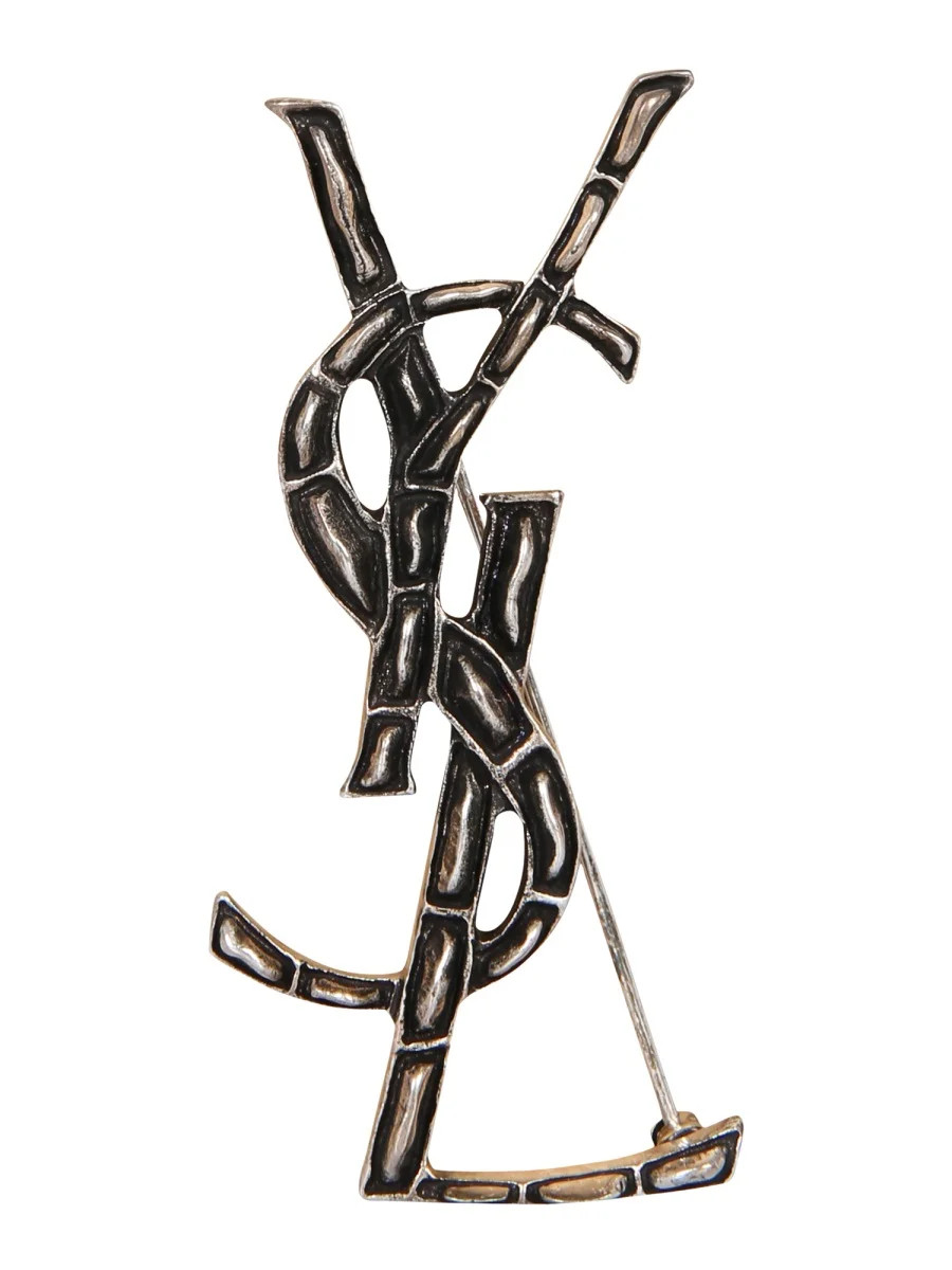 Saint Laurent Monogram Brooch - Cettire | Cettire Global