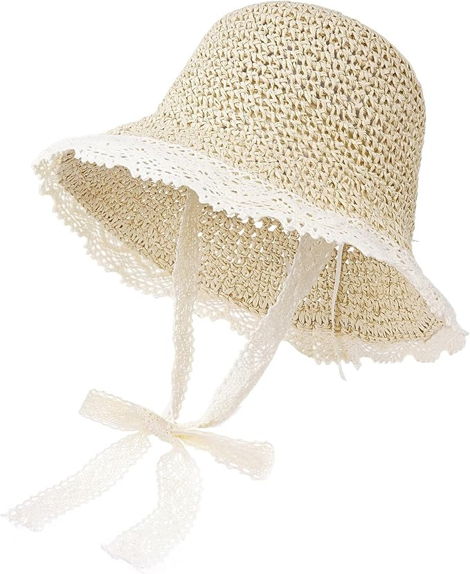 Baby Girl Straw Hat Toddler Summer Beach Hat with Lace Bow Sun Protection Hats for Infant Girls B... | Amazon (US)