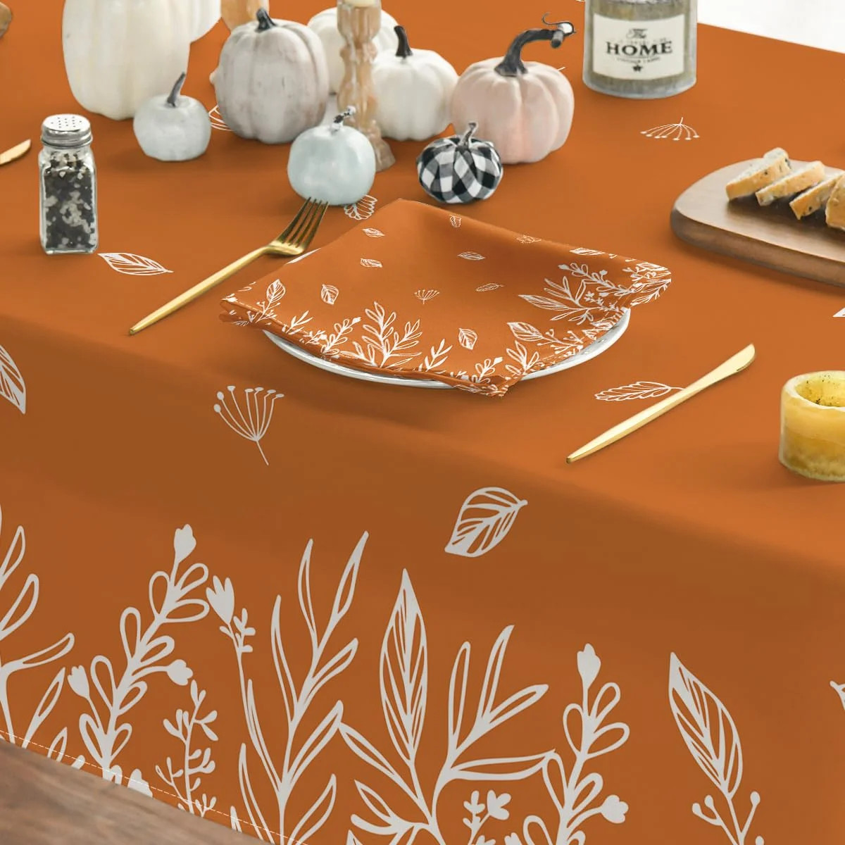 Smile Fall Orange Tablecloth Rectangular, Autumn Leaves Table Cover for Party Picnic Dinner Decor... | Walmart (US)