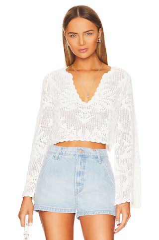 House of Harlow 1960 x REVOLVE Kameli Pointelle Cropped Sweater in Ivory from Revolve.com | Revolve Clothing (Global)