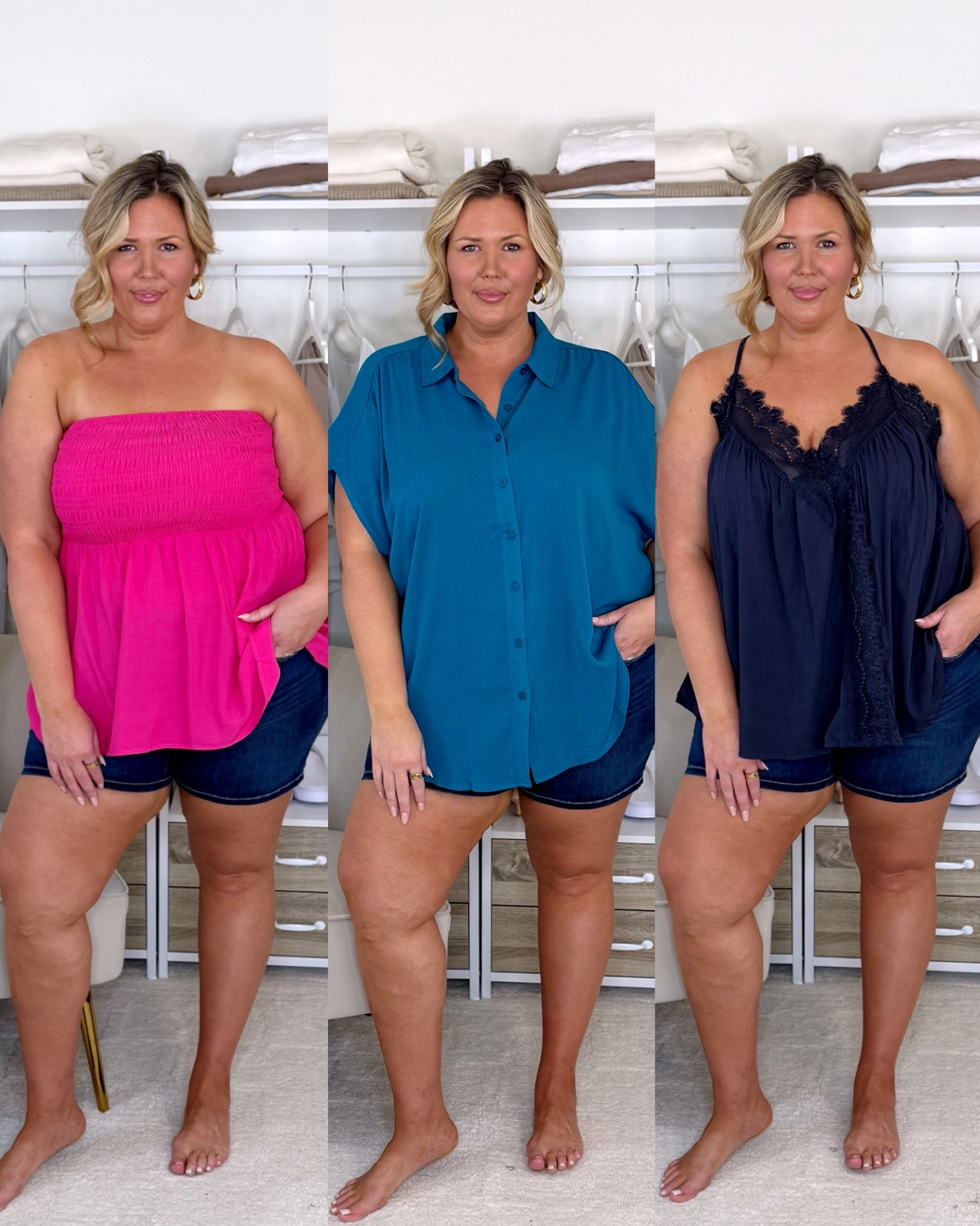 Wearing a 2X in the pink strapless, a 3X in the button up and a 2X in the tank. Plus size, outfit inspo, summer fashion, torrid haul, apron belly

#LTKPlusSize #LTKSeasonal #LTKMidsize