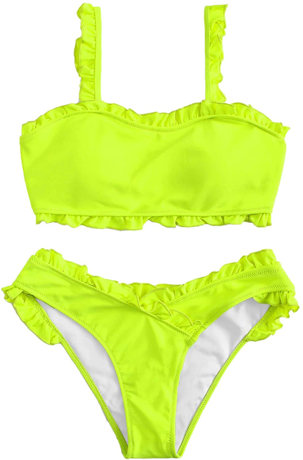 SweatyRocks Women's Bathing Suits Spaghetti Strap Ruffle Wrap Bikini Set Two Piece Swimsuits | Amazon (US)