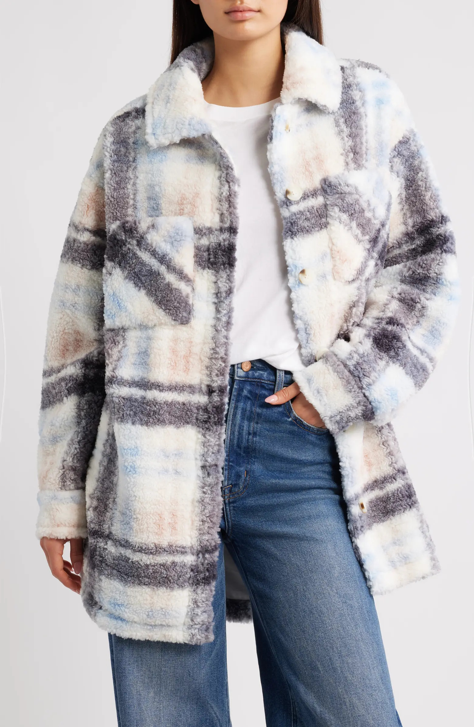 Plaid Fleece Shirt Jacket | Nordstrom