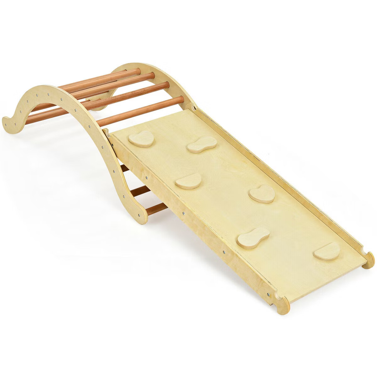 Costway 3-in-1 Kids Climber Set Wooden Arch Triangle Rocker w/ Ramp & Blue Mat | Target