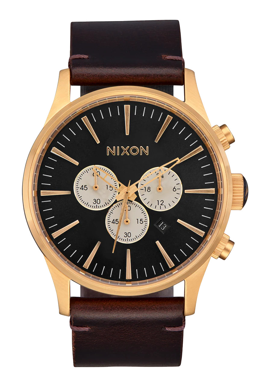 Sentry Chrono Watch | Gold / Indigo / Brown | Men's Leather | Nixon (US & Canada)