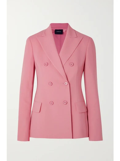 Akris - Genaro Double-breasted Wool-blend Blazer - Pink | NET-A-PORTER (US)