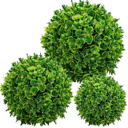 Funzhan 3 Pcs Artificial Boxwood Topiary Ball Set – Mixed Size, Hanging & Tabletop Removable Faux Greenery Balls, Lifelike Fake Grass Plant Decor for Indoor Outdoor Home Garden Wedding Mantel Shelf | Amazon (US)