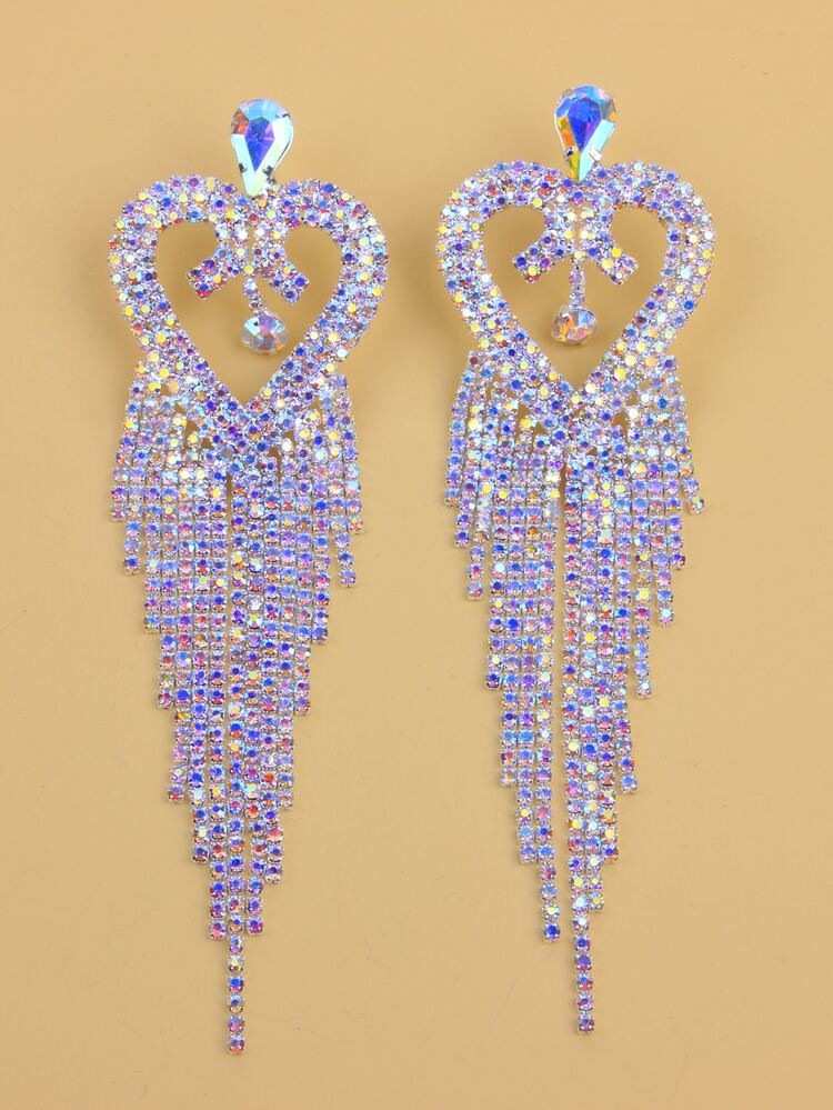 Rhinestone Heart Design Drop Earrings | SHEIN
