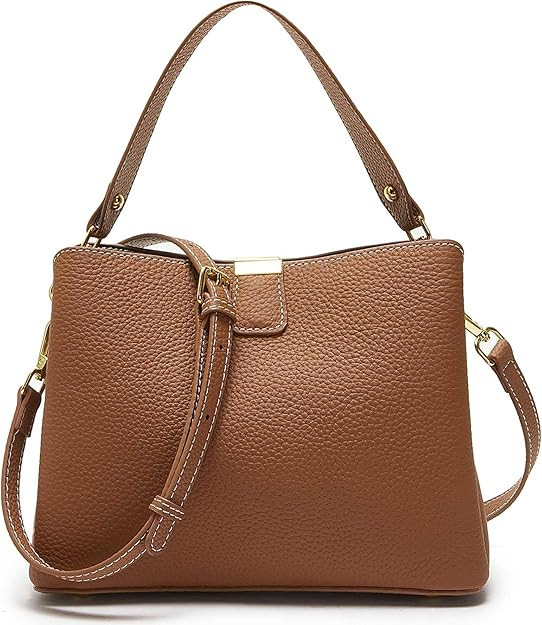 Small Women Genuine Leather Bucket Shoulder Bag Soft Crossbody Purses for Lady Handbag | Amazon (US)