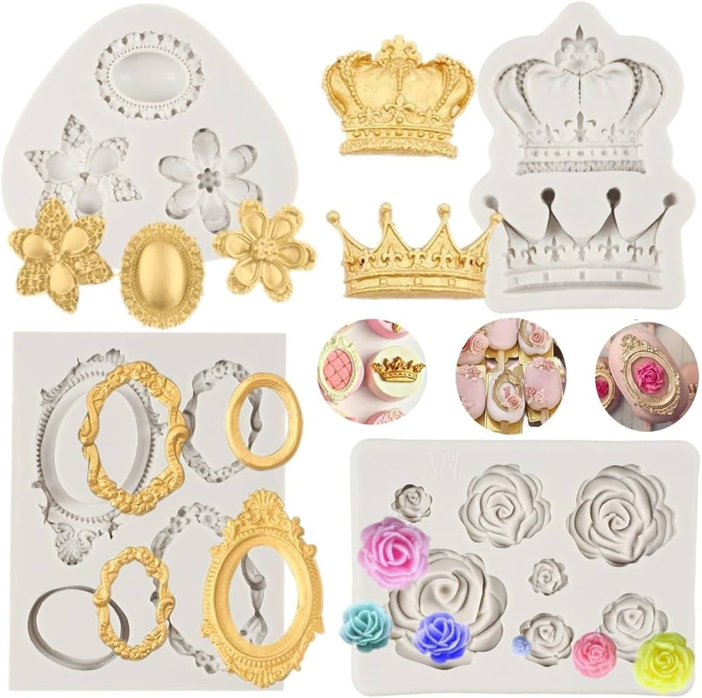 Vintage Frame Cake Fondant Mold Baroque Style Rose Flower Fondant Silicone Mold for Sugarcraft Cu... | Amazon (US)