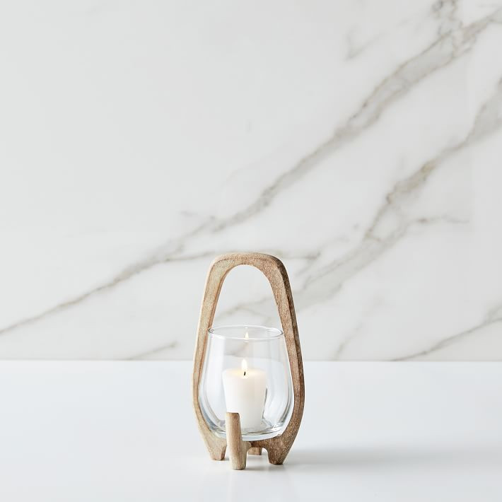 Mid-Century Whitewashed Wood Lanterns | West Elm (US)