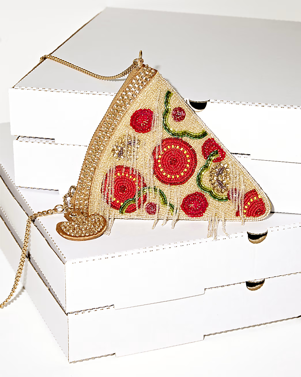 Beige Premium Beaded Pizza Shoulder Bag | River Island UK & IE