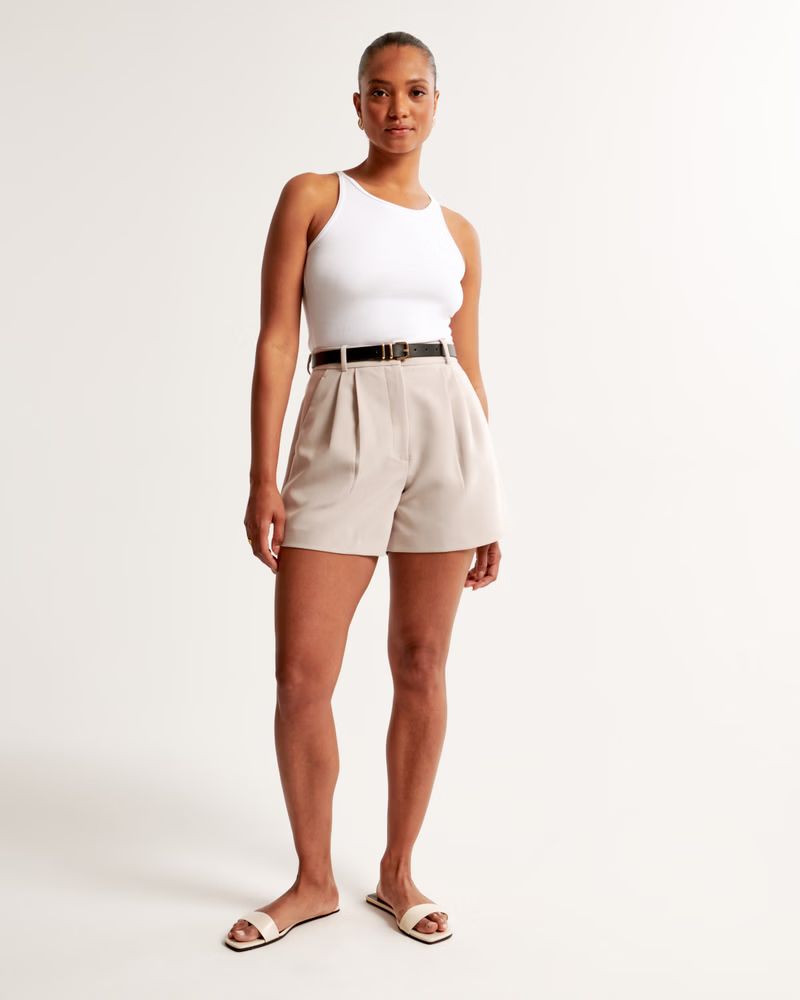 Women's Curve Love A&F Sloane Tailored Short | Women's Bottoms | Abercrombie.com | Abercrombie & Fitch (US)