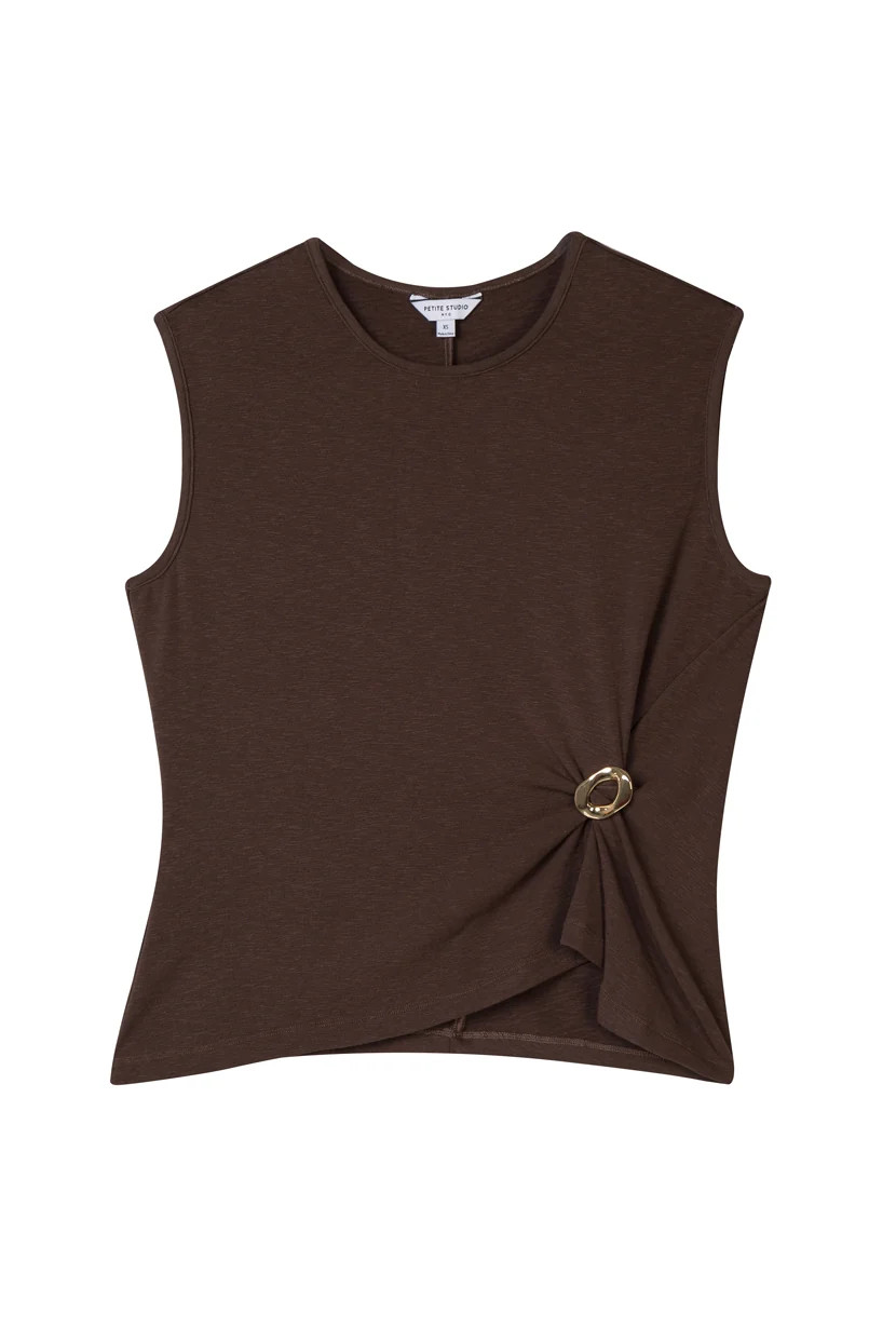 Jeevan Jersey Cotton Top - Chocolate | Petite Studio NYC