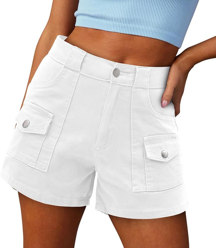 SANMM 2024 Jean Shorts for Women Casual Stretchy Denim Summer Hot Short | Amazon (US)