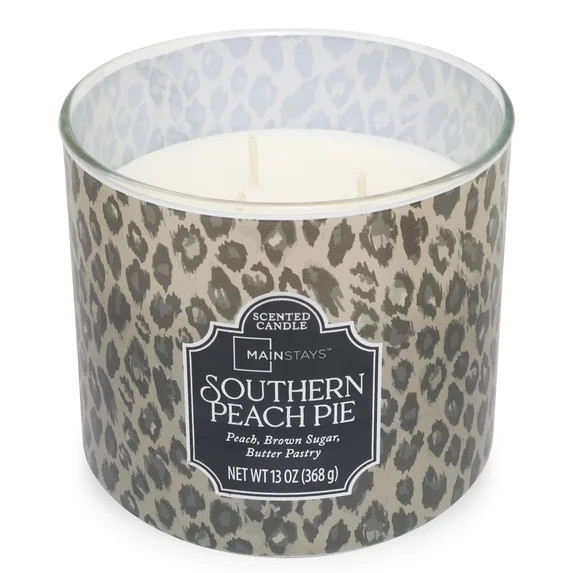 Mainstays 3-Wick Glass Jar Candle with Decorative Wrap, Southern Peach Pie, 13 oz | Walmart (US)