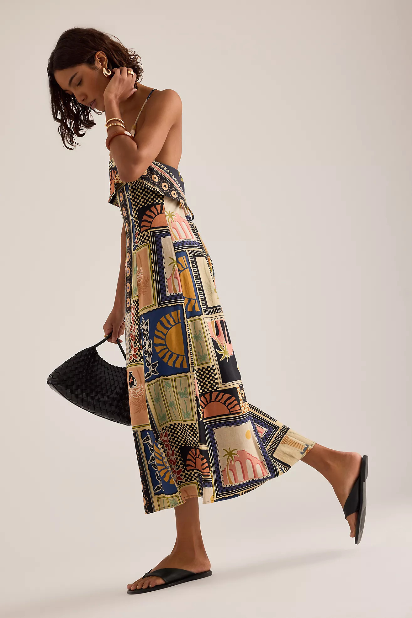 By Anthropologie Lia Linen-Blend Beaded Strap Midi Dress | Anthropologie (UK)