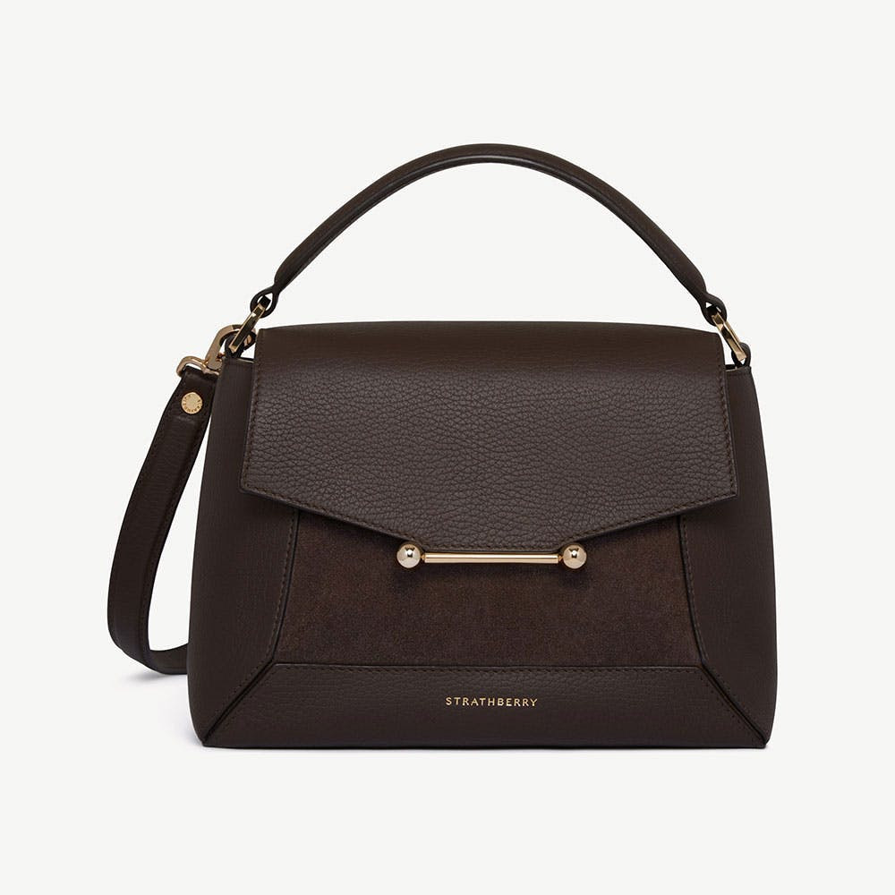 Mosaic Bag - Dark Chocolate Suede/Leather | Strathberry | Strathberry