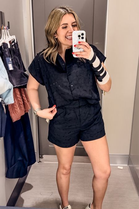 Target new arrivals! Target spring size 8 try on. Midsize target finds. Eyelet button down top and eyelet trouser shorts. Wearing an 8 in the shorts, a medium in the top. Shorts 20% off! 

#LTKsalealert #LTKfindsunder50 #LTKmidsize