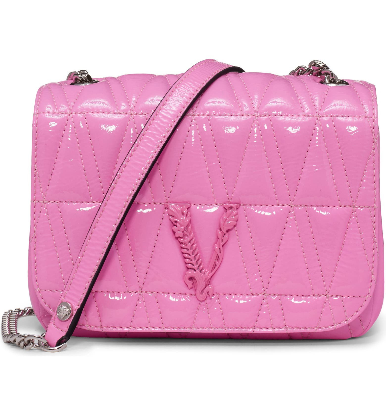 Versace Virtus Matelassé Patent Leather Shoulder Bag | Nordstrom | Nordstrom