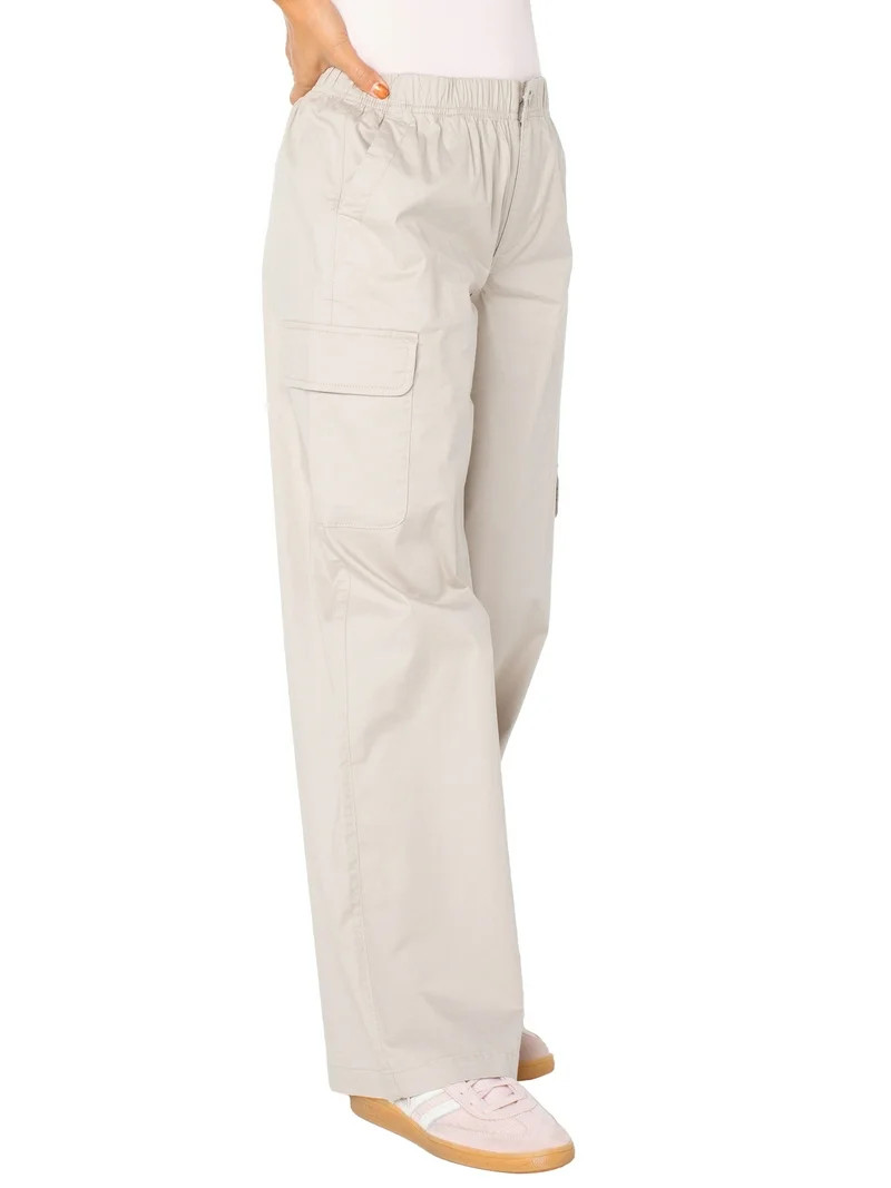Celebrity Pink Women\u2019s Poplin Wide Leg Cargo Pants, Sizes XS-XXXL | Walmart (US)