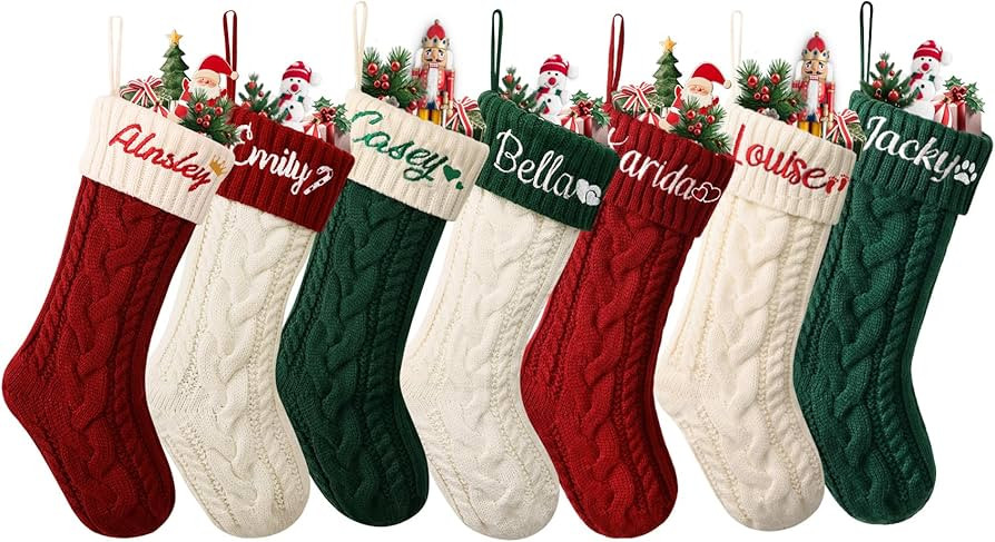 ELEGANTPARK Personalized Christmas Stockings 1 Pack Knit Christmas Stockings with Embroidered Nam... | Amazon (US)