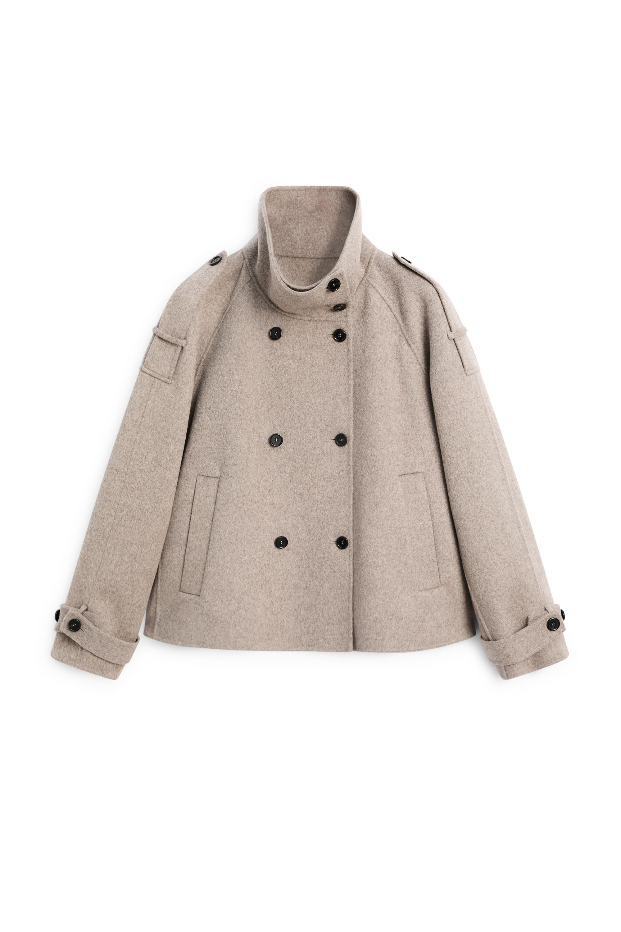 Cropped button detail trench coat - BROWN | Massimo Dutti US