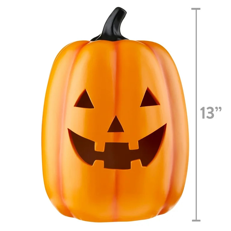 Halloween Clay Tall Jack-o’-Lantern Outdoor Decoration, Orange, 9.8 in L x 9.6 in W x 13.4 in H... | Walmart (US)