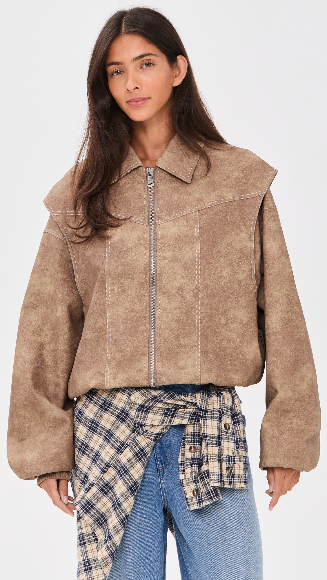Lioness Vista Bomber Jacket Light Brown M | Shopbop