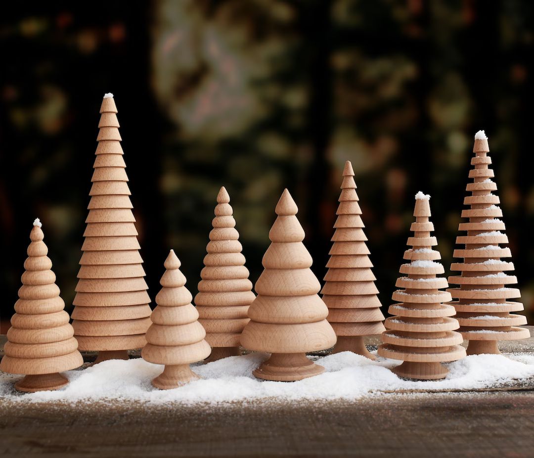 Handmade Set of 8 Set of 4 Wooden Christmas Trees wood - Etsy | Etsy (US)