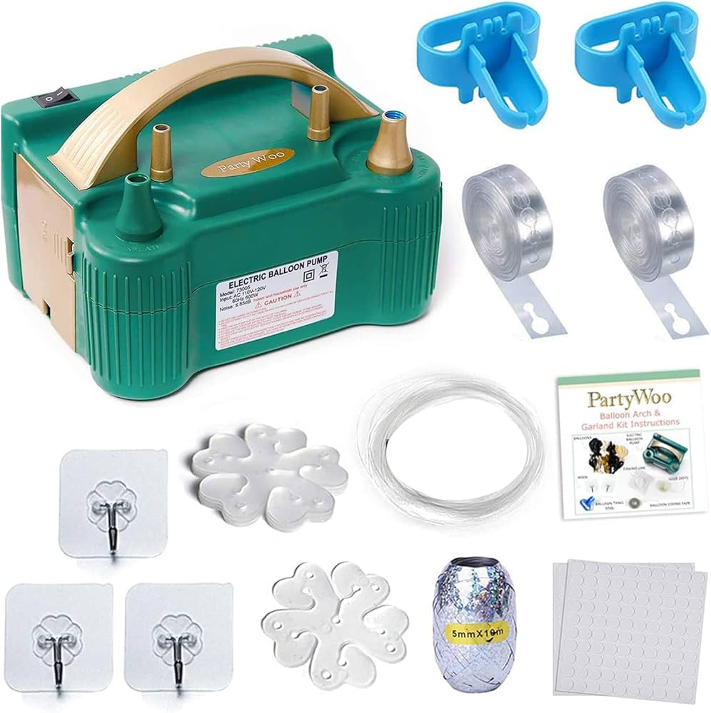 PartyWoo 110V 600W Electric Balloon Pump, Portable Balloon Inflator, Dual Nozzle Air Pump for Bal... | Amazon (US)