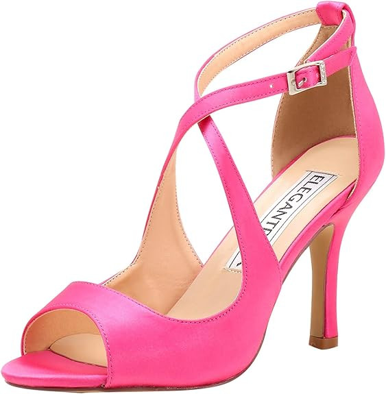 ELEGANTPARK Women Peep Toe High Heel Sandals Cross Strappy Wedding Evening Dress Shoes Buckle Sta... | Amazon (US)