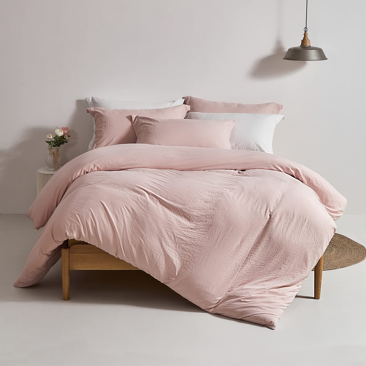 MILDLY Duvet Cover King Size - Super Soft Blush Pink Duvet Cover Set 3 Pieces 100% Washed Microfi... | Amazon (US)