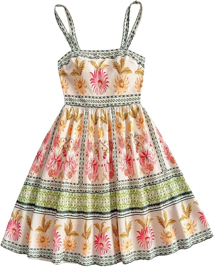 MakeMeChic Women's Summer Tribal Print Cami Dress Sleeveless A Line Flare Mini Dresses Boho Sundr... | Amazon (US)