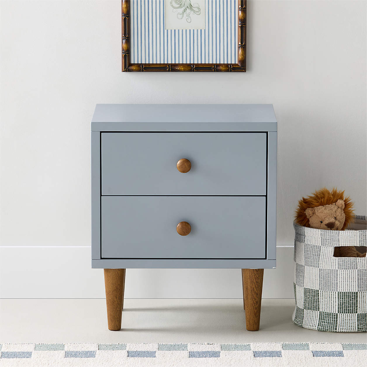 Finn White Wood 2-Drawer Kids Nightstand + Reviews | Crate & Kids | Crate & Barrel