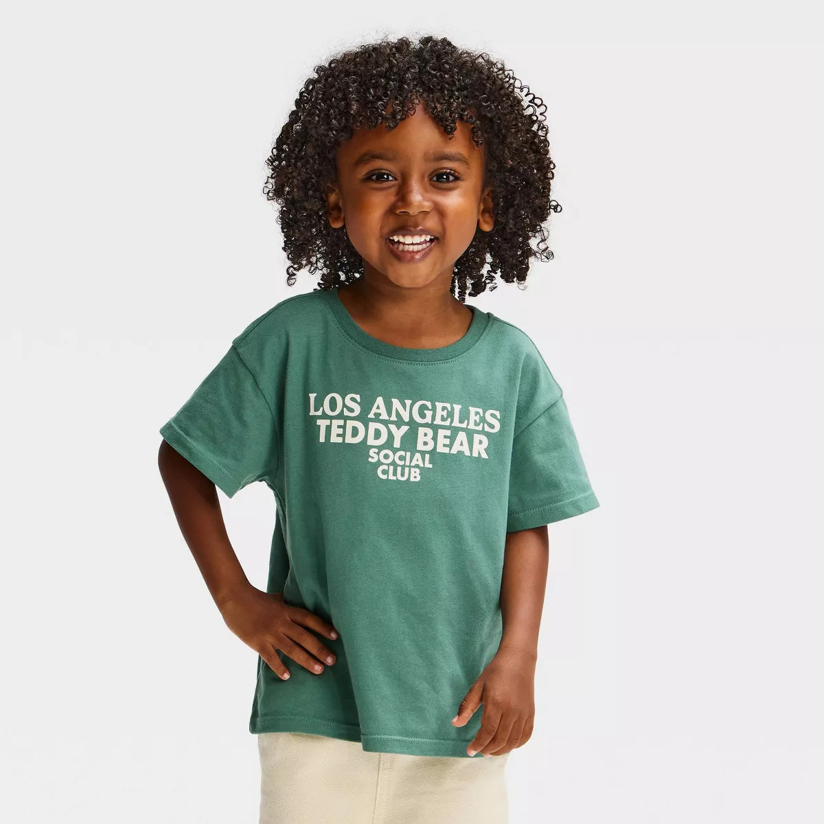 Grayson Threads Mini Toddler Boys' LA Teddy Bear Social Club Short Sleeve T-Shirt - Green 18M | Target
