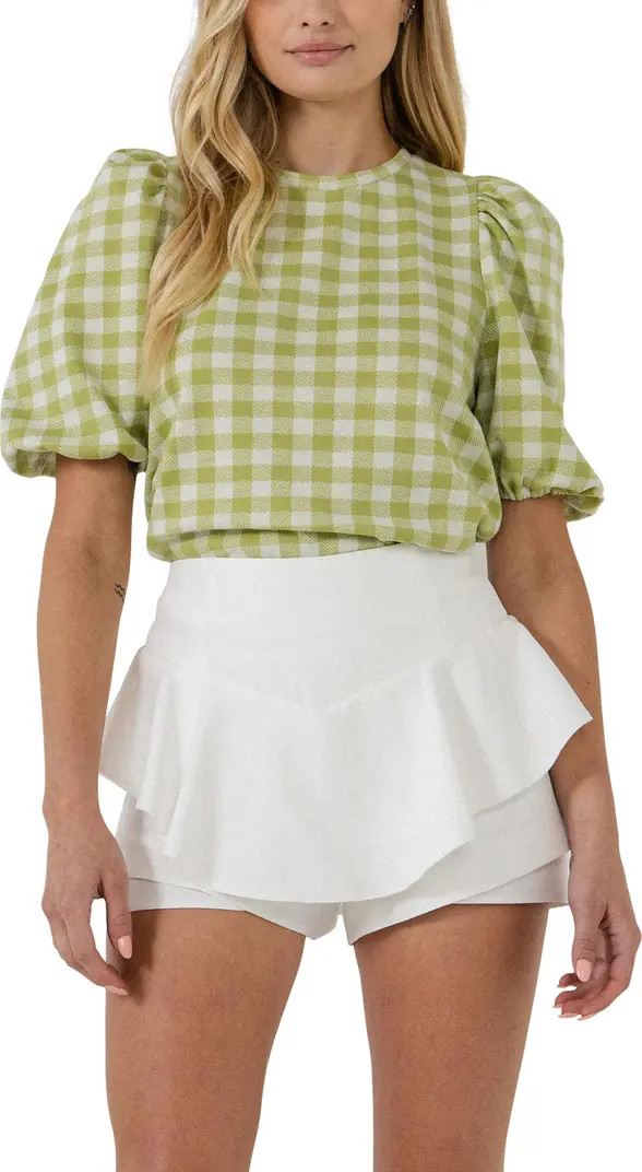 English Factory Keyhole Back Puff Sleeve Top | Nordstrom | Nordstrom