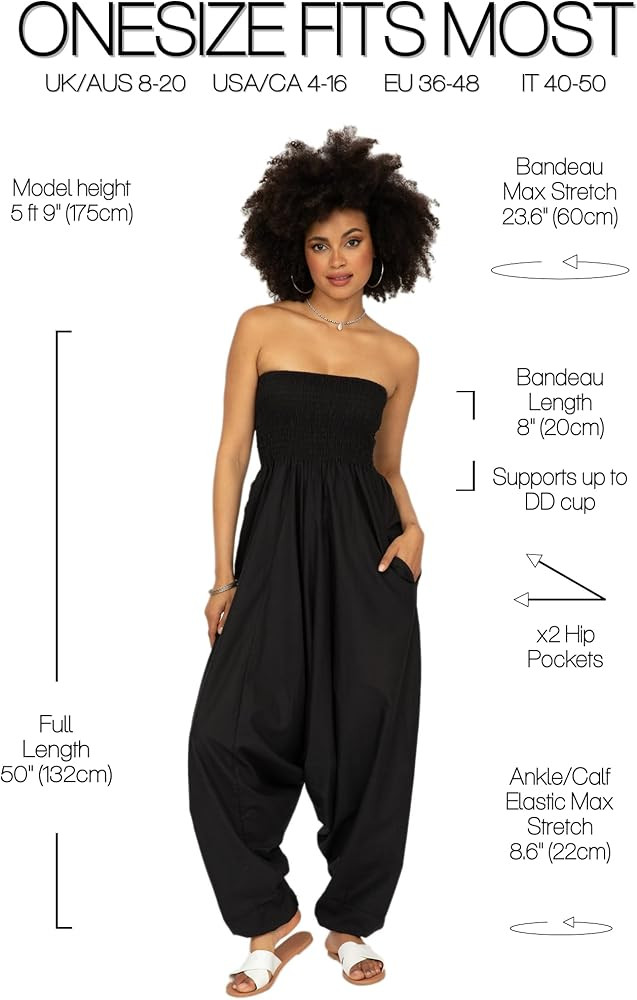 likemary Jumpsuits for Women - Pull Down Romper to Harem Pants Women - One Size Cotton Jumpers - ... | Amazon (US)