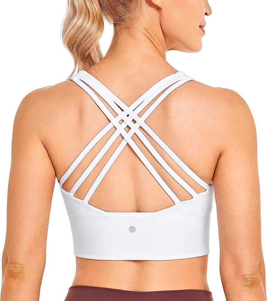 CRZ YOGA Strappy Longline Sports Bras for Women - Wirefree Padded Criss Cross Yoga Bras Cropped T... | Amazon (US)